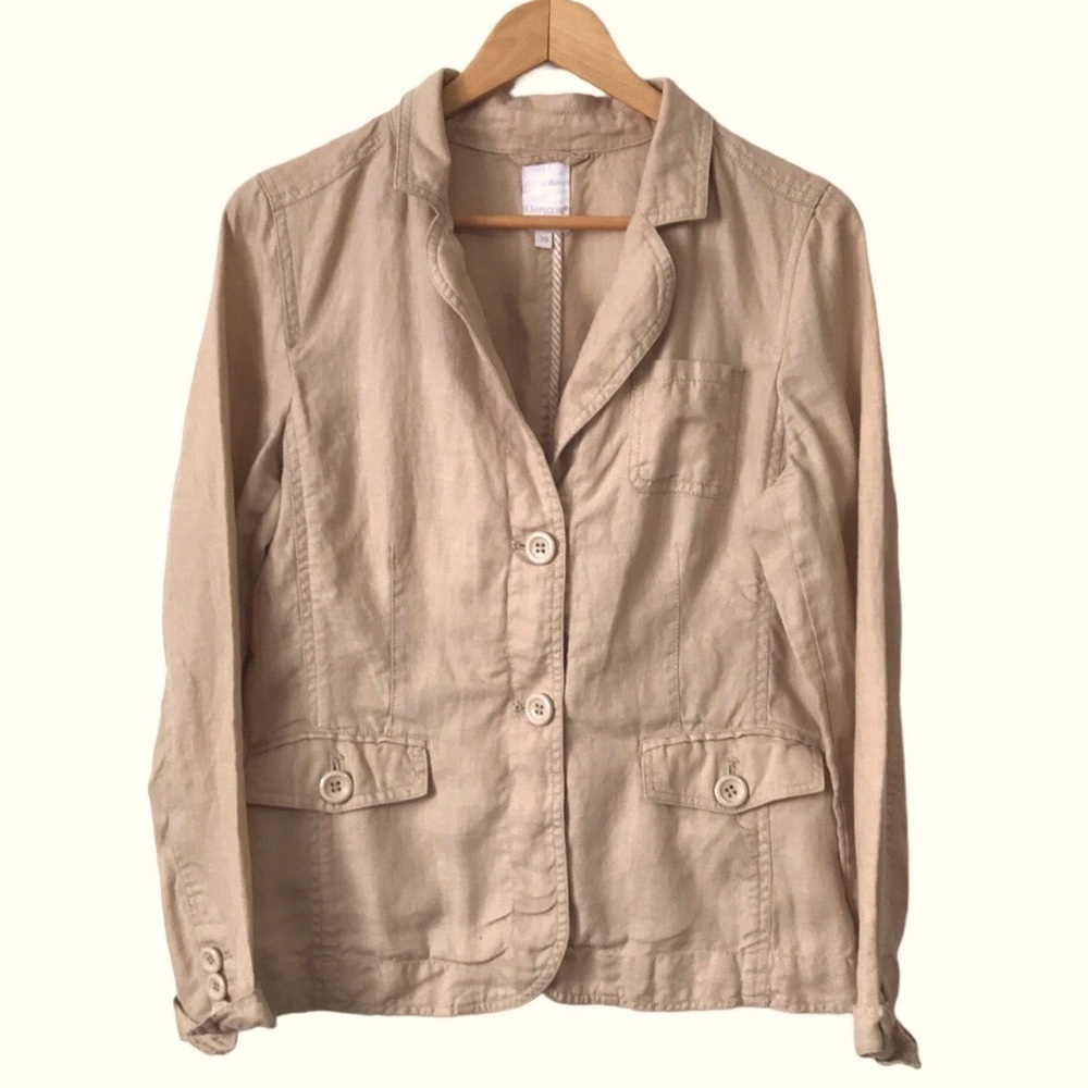 Cappuccini casual linen tan blazer jacket size 38 or medium